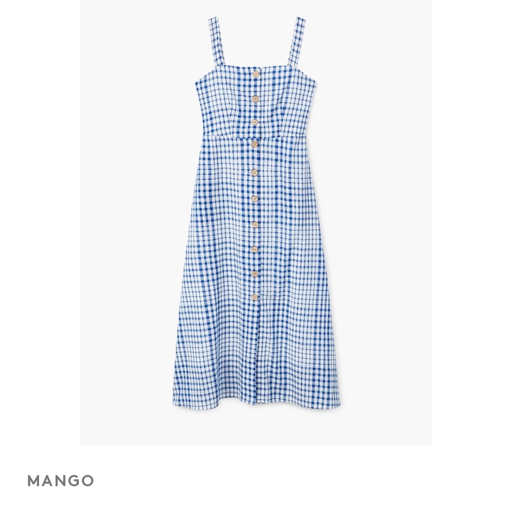 Mango Blue Checkered Dress